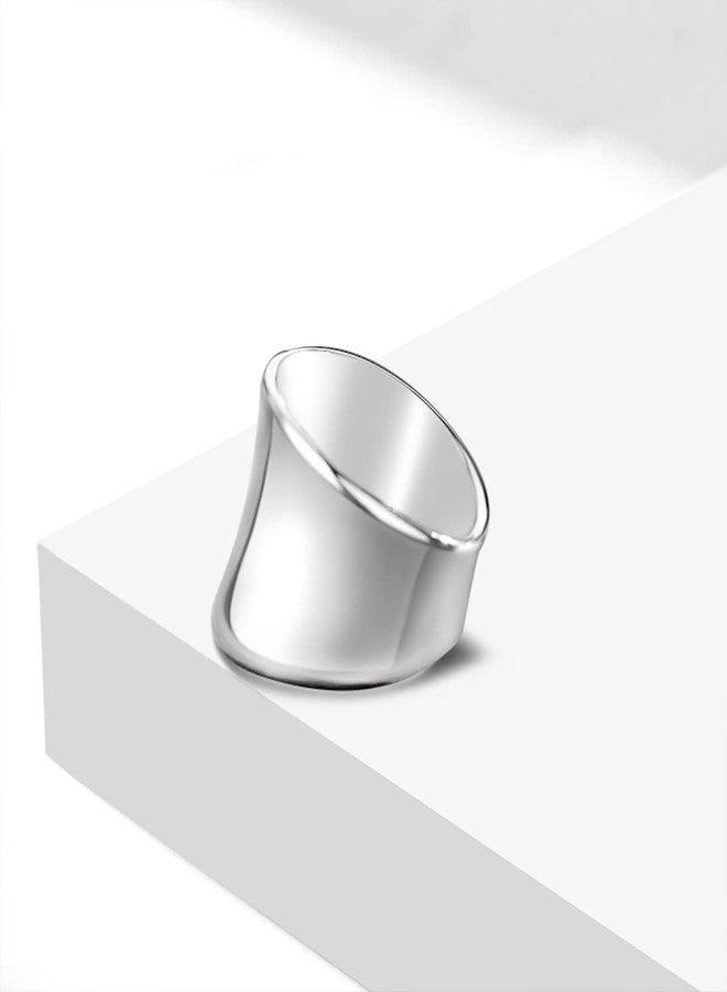 HAIXIAN Sterling Silver Wide Band Ring, Classic Plain Chunky Statement Ring for Index Thumb Finger, Cocktail Party Jewelry (RIng_A, 7) - Image 5